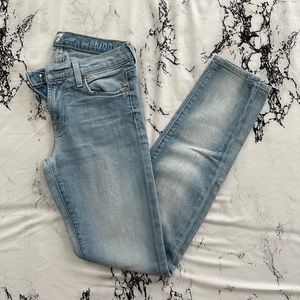7 for all mankind light wash skinny jeans